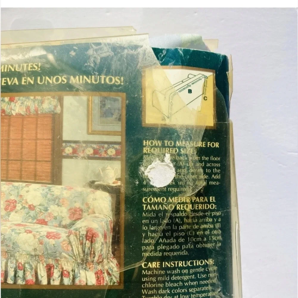 Gloria Vanderbilt Fabric Chair Cover Slipcover Floral 90 x 100” Vintage USA New